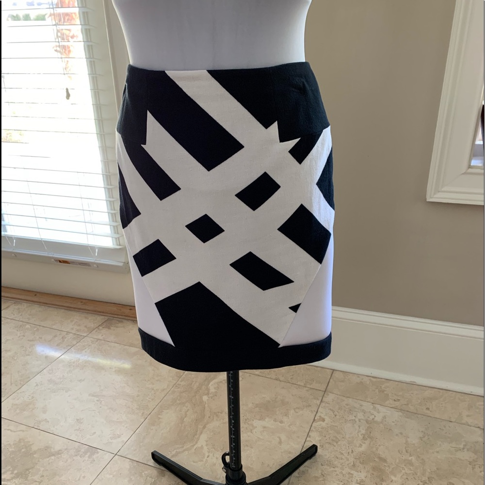 Tibi Black and White High Low Skirt